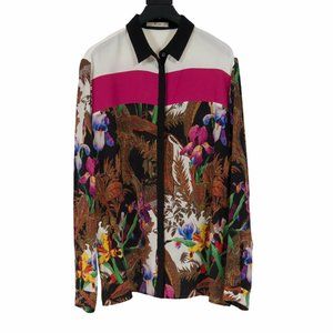 Floral Print Silk Long Sleeve Button Down